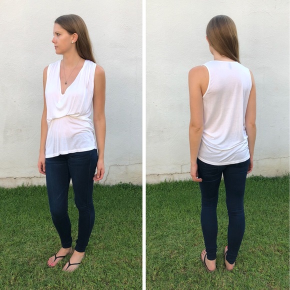 Riller & Fount Tops - RILLER & FOUNT White Draped Asymmetrical Top S